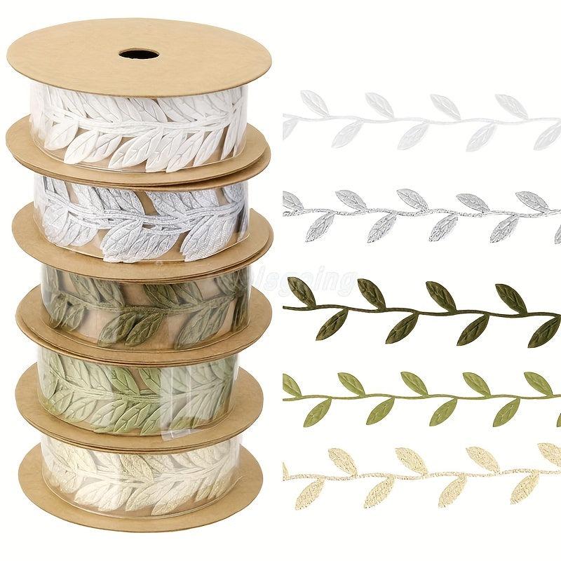 1yd Embossed Leaves Nonwoven Ribbon Lace Snowflake Christmas Leaf Decoration