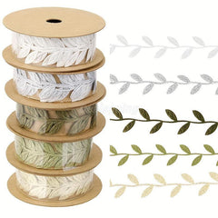 1yd Embossed Leaves Nonwoven Ribbon Lace Snowflake Christmas Leaf Decoration