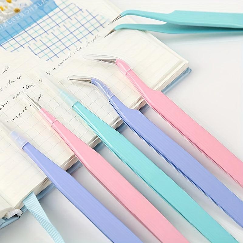 6pcs Colorful Scrapbook Tweezers Washi Tape Precision Tweezers