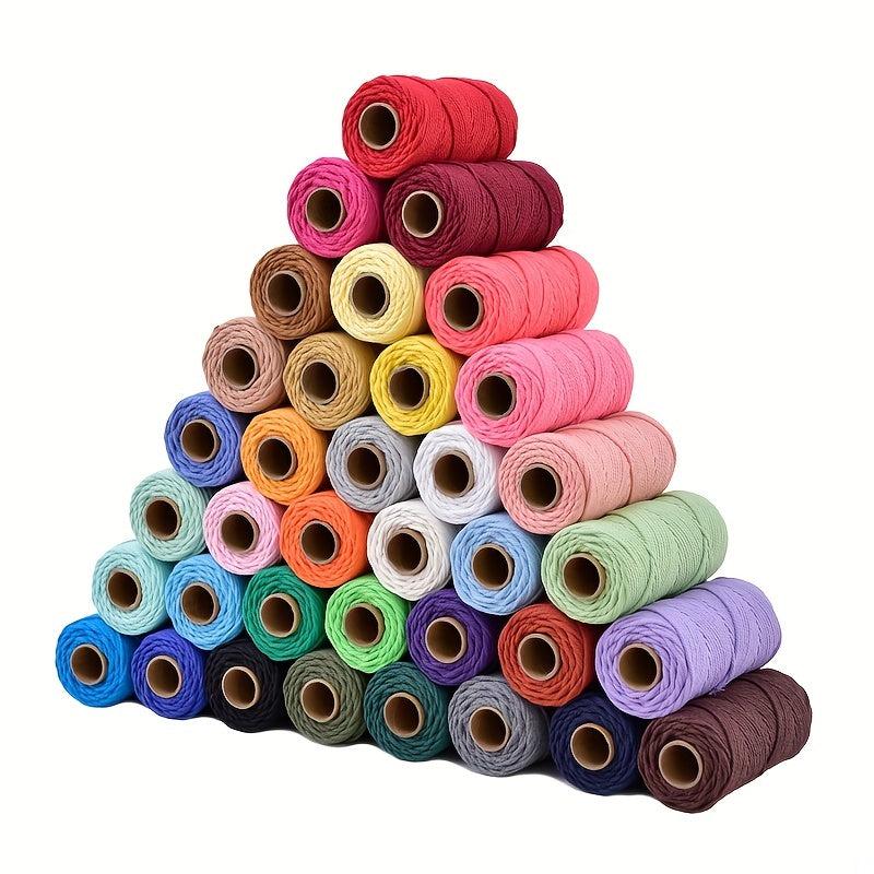 3mm X 109 Yards Colorful Twisted Rope Cotton Rope Macrame Yarn