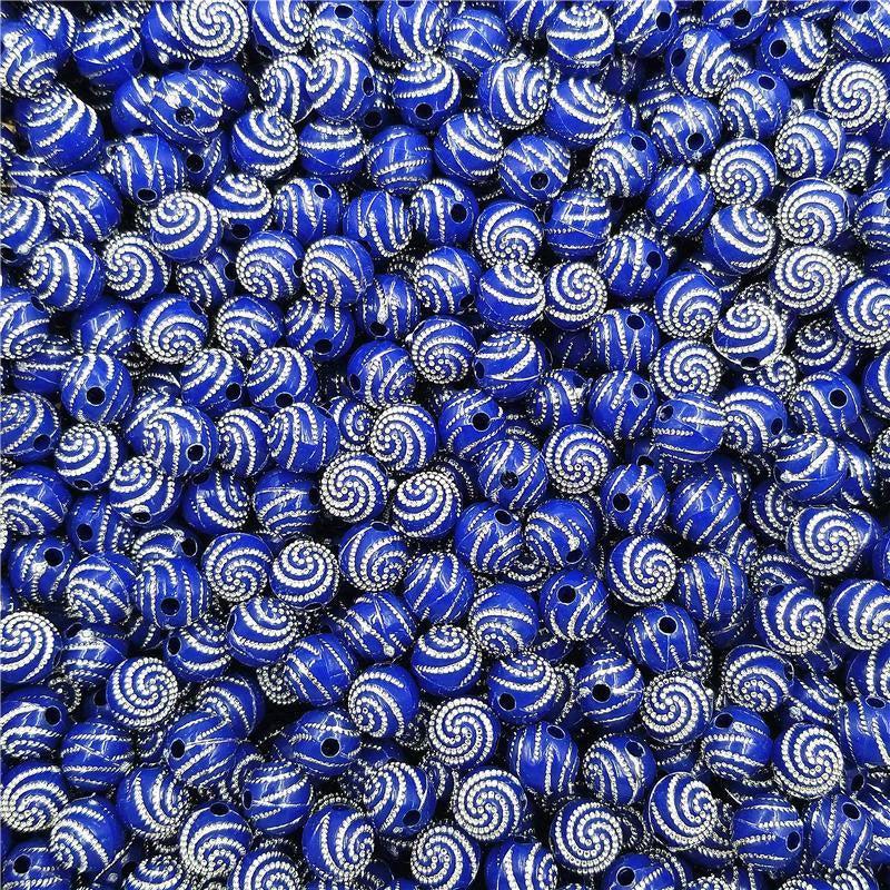 50Pcs 8mm Spiral Rhinestone Acrylic Beads for DIY Jewelry Making