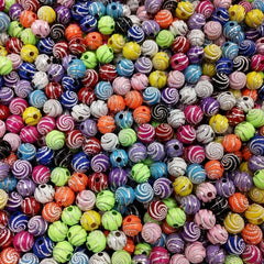 50Pcs 8mm Spiral Rhinestone Acrylic Beads for DIY Jewelry Making