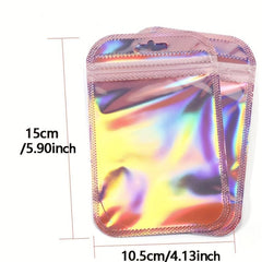 50pcs Laser Iridescent Zip Lock Bag Self Sealing OPP Bags Pouches