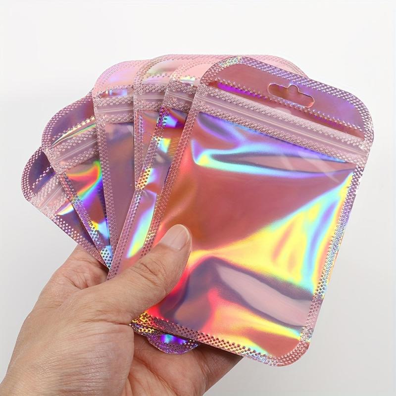 50pcs Laser Iridescent Zip Lock Bag Self Sealing OPP Bags Pouches