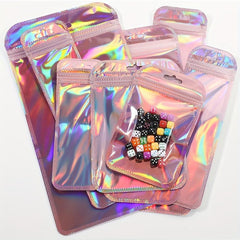 50pcs Laser Iridescent Zip Lock Bag Self Sealing OPP Bags Pouches
