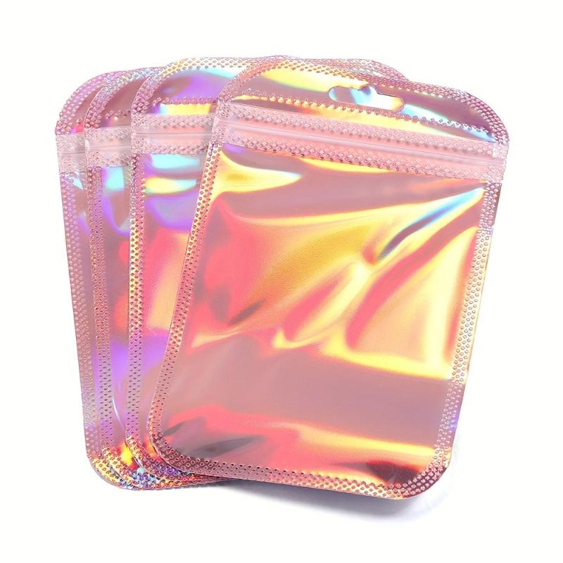 50pcs Laser Iridescent Zip Lock Bag Self Sealing OPP Bags Pouches