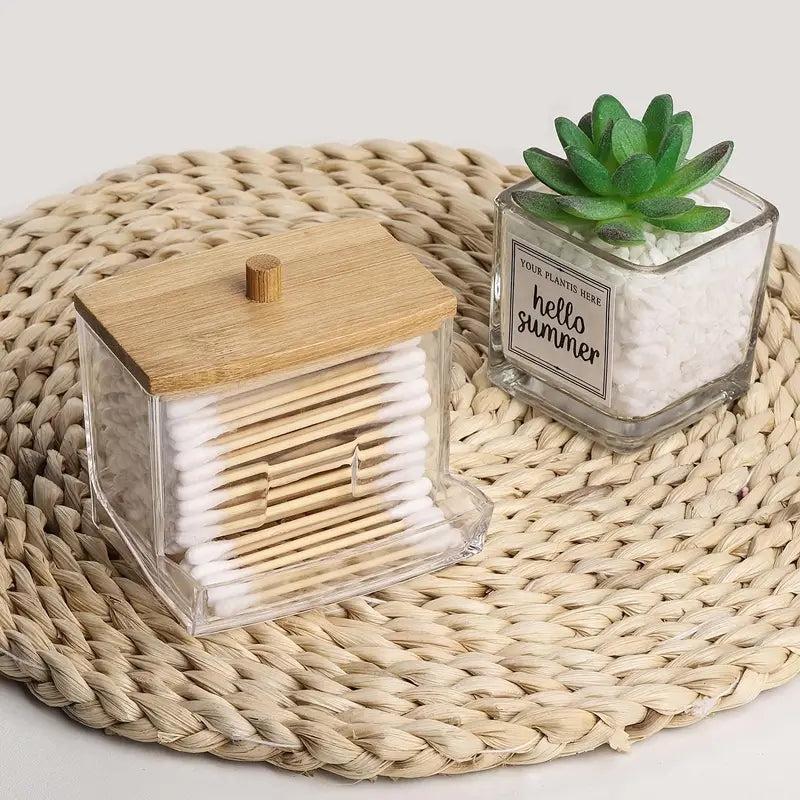 Clear Cotton Swabs Storage Holder Dispenser Bathroom Organizer