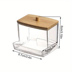 Clear Cotton Swabs Storage Holder Dispenser Bathroom Organizer