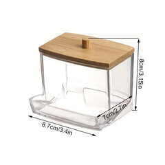 Clear Cotton Swabs Storage Holder Dispenser Bathroom Organizer