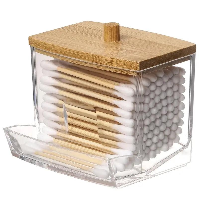 Clear Cotton Swabs Storage Holder Dispenser Bathroom Organizer