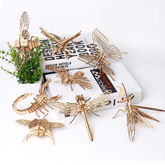 3D Wooden Insect Animal Puzzle DIY Toy Gift