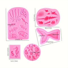 Marine Style Pendant Silicone Mold 6pcs Mermaid Tail Shape