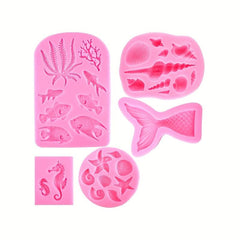 Marine Style Pendant Silicone Mold 6pcs Mermaid Tail Shape
