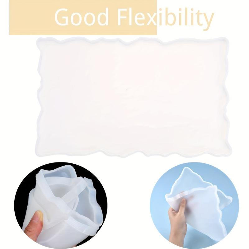Silicone Resin Tray Mold Geode Agate & Handles DIY Crafts Faux Agate Tray