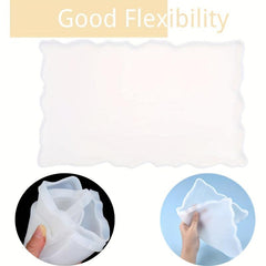 Silicone Resin Tray Mold Geode Agate & Handles DIY Crafts Faux Agate Tray