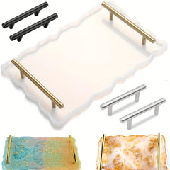 Silicone Resin Tray Mold Geode Agate & Handles DIY Crafts Faux Agate Tray