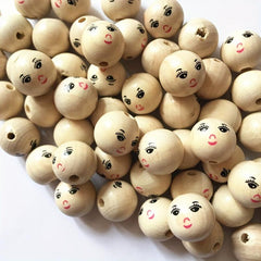 Smiling Face Wooden Beads for DIY Jewelry Making