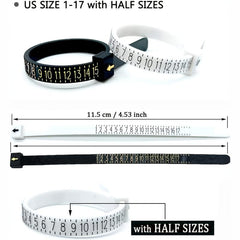 Ring Sizer Measuring Tool Finger Size Gauge Clear Jewelry Sizing 17 Rings Size