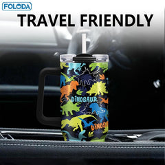 Personalized Dino Tumbler 40oz Insulated Travel Coffee Mug