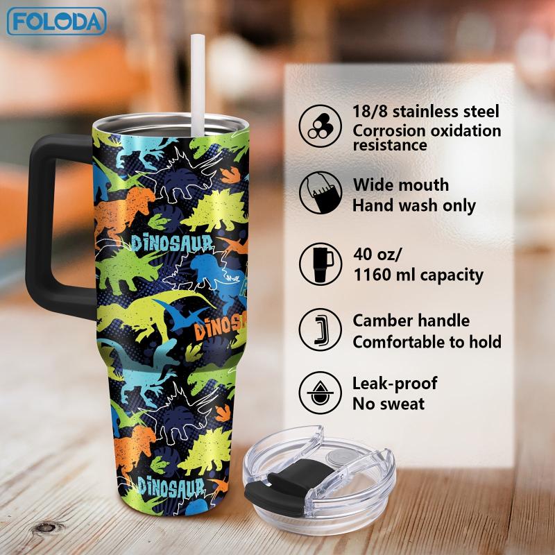 Personalized Dino Tumbler 40oz Insulated Travel Coffee Mug