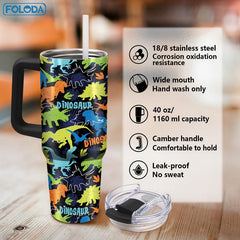 Personalized Dino Tumbler 40oz Insulated Travel Coffee Mug
