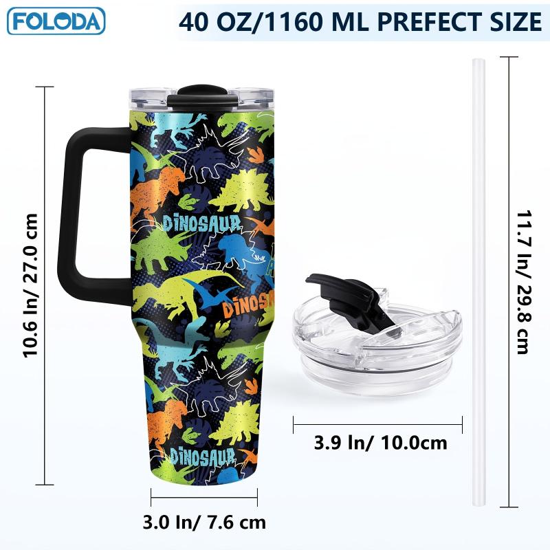 Personalized Dino Tumbler 40oz Insulated Travel Coffee Mug