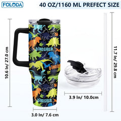 Personalized Dino Tumbler 40oz Insulated Travel Coffee Mug