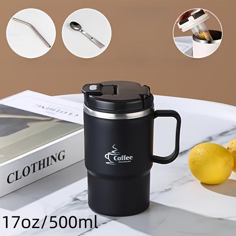 Stainless Steel Insulated Coffee Mug 17oz with Lid, Spoon, Tea Infuser