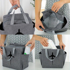 Insulated Lunch Bag Airplane Silhouette Print Thick Cooler Box Canvas Hot Lunch