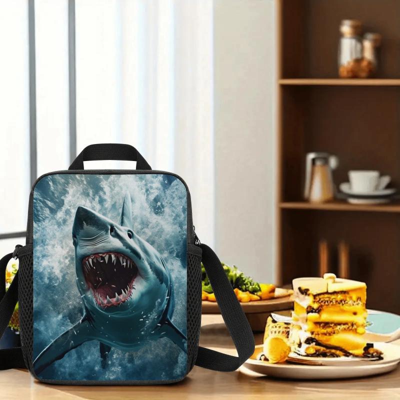 Shark Insulated Lunch Bag Adjustable Strap Thermal Tote for Work Travel