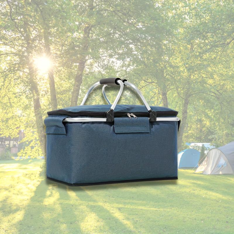 Quick Fold Picnic Basket Insulation Bag Aluminum Foil Lined Storage Basket