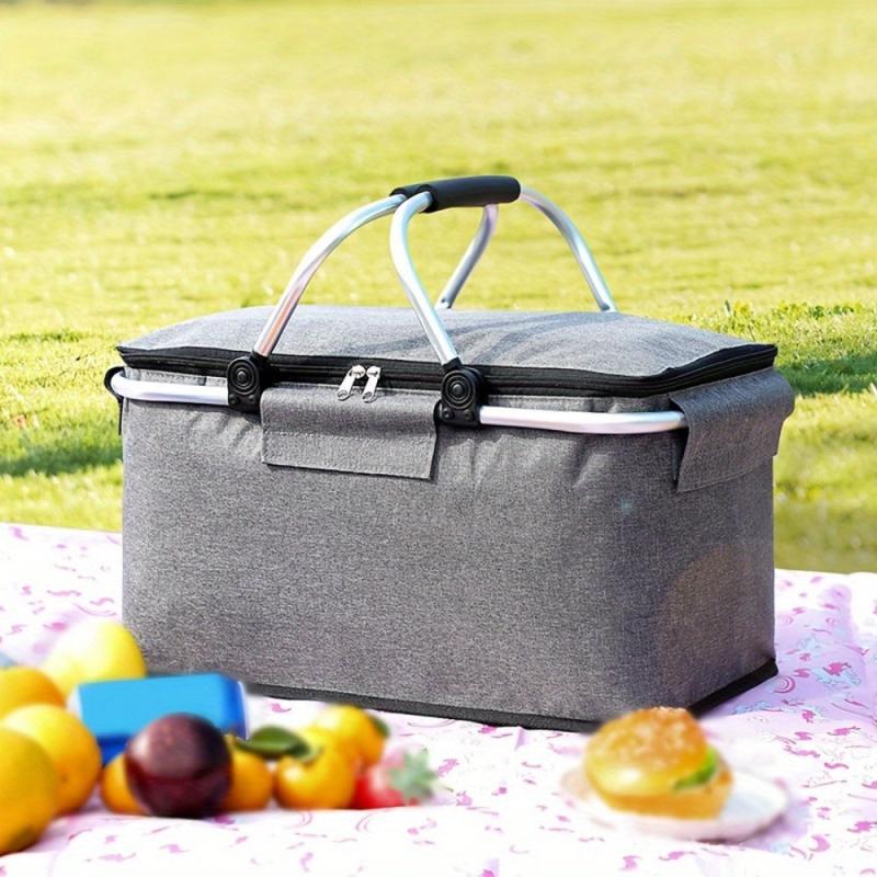 Quick Fold Picnic Basket Insulation Bag Aluminum Foil Lined Storage Basket