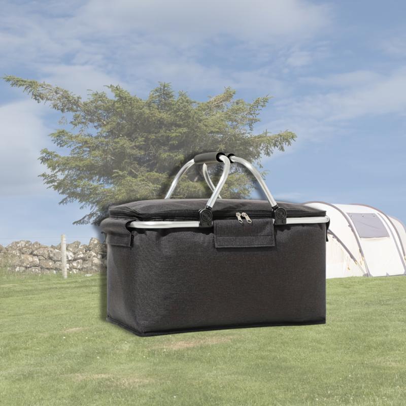 Quick Fold Picnic Basket Insulation Bag Aluminum Foil Lined Storage Basket