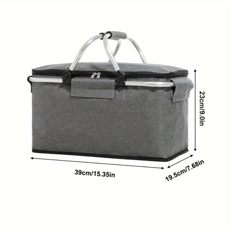 Quick Fold Picnic Basket Insulation Bag Aluminum Foil Lined Storage Basket