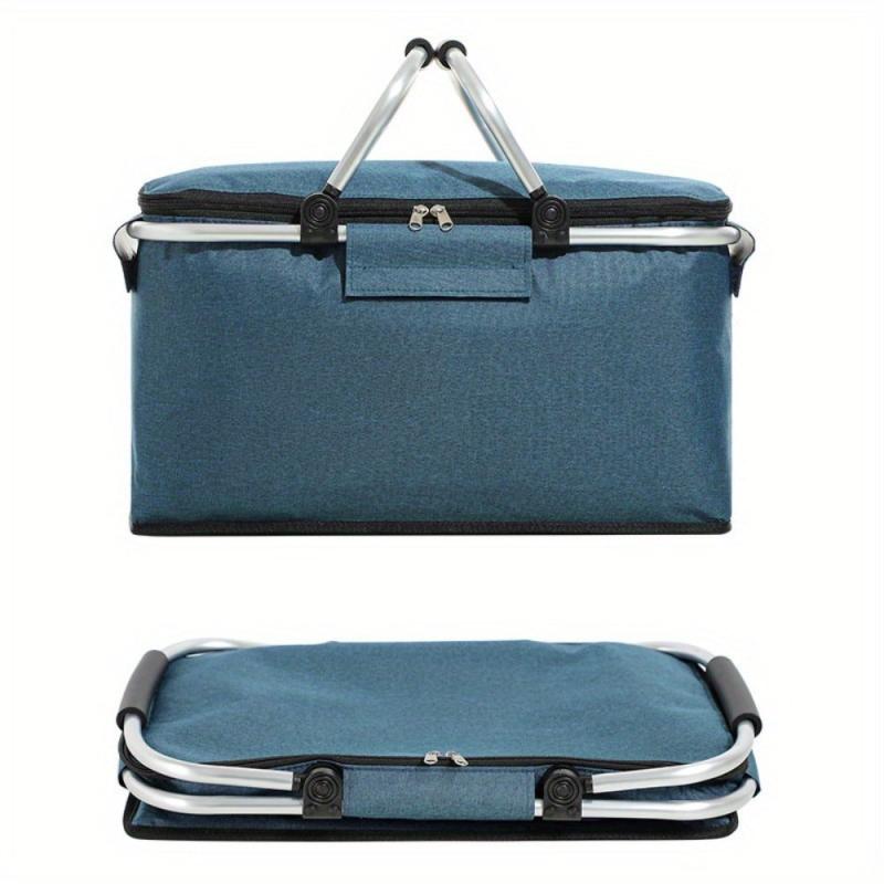 Quick Fold Picnic Basket Insulation Bag Aluminum Foil Lined Storage Basket