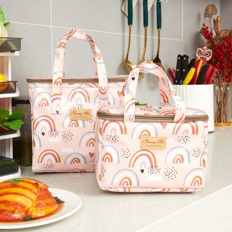Rainbow Lunch Box Bag Large Capacity Waterproof Insulated for Picnic Camping