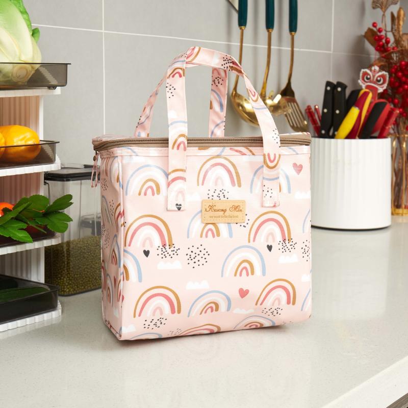 Rainbow Lunch Box Bag Large Capacity Waterproof Insulated for Picnic Camping