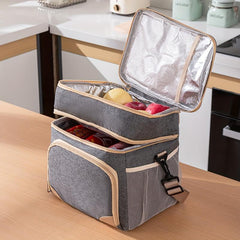 Insulated Leakproof Lunch Bag Double Compartment Waterproof Cooler Bag