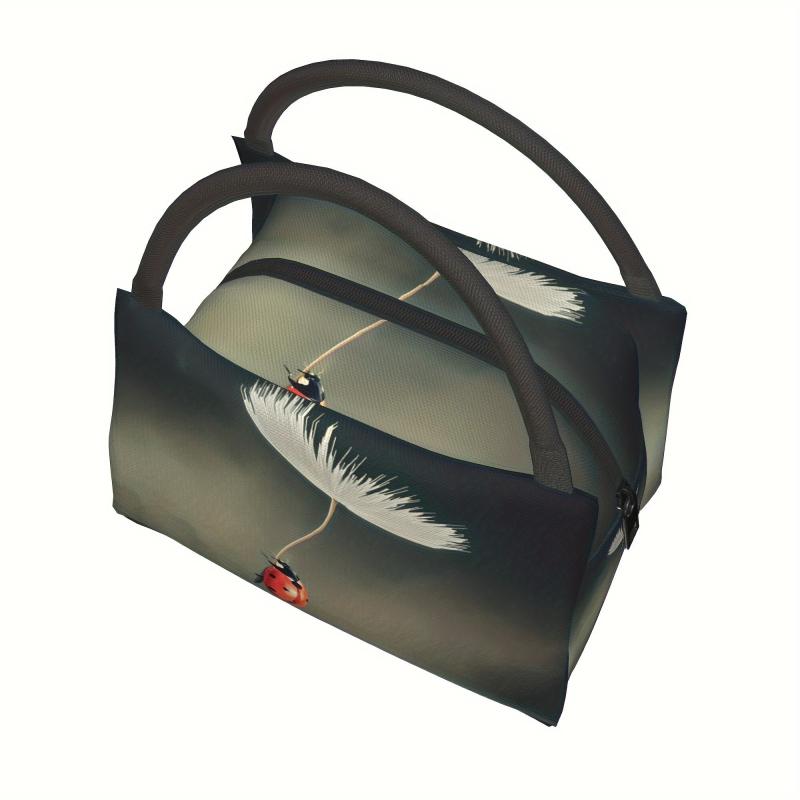 Portable Ladybug Insulated Lunch Bag for School Office Picnics Beach Outings