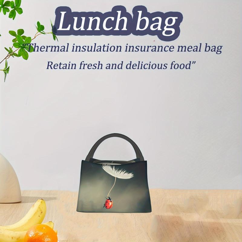 Portable Ladybug Insulated Lunch Bag for School Office Picnics Beach Outings