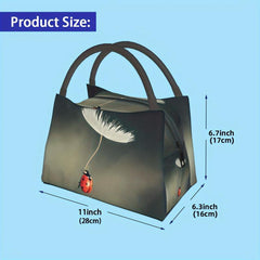 Portable Ladybug Insulated Lunch Bag for School Office Picnics Beach Outings