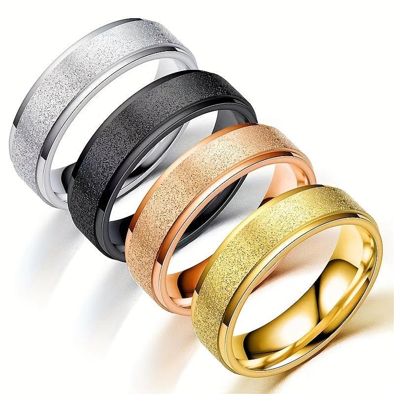 Niche Titanium Steel Frosted Ring For Men Couples 4mm Width