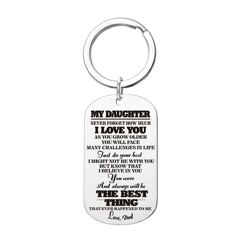 Letter Pendant Necklace & Key Ring Gift From Mom And Dad To Child