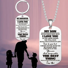Letter Pendant Necklace & Key Ring Gift From Mom And Dad To Child