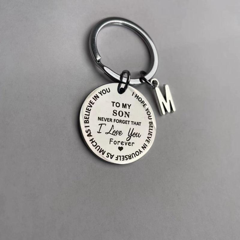 Stainless Steel Engraved Initials Keychain Gift For Son Daughter