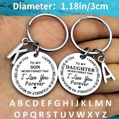 Stainless Steel Engraved Initials Keychain Gift For Son Daughter