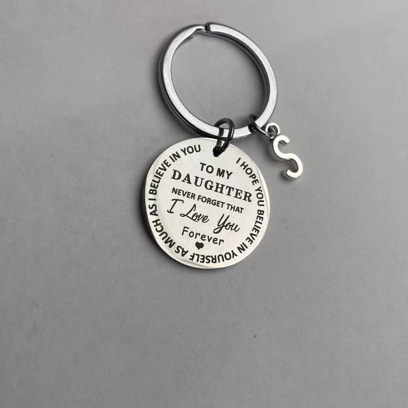 Stainless Steel Engraved Initials Keychain Gift For Son Daughter