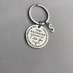 Stainless Steel Engraved Initials Keychain Gift For Son Daughter