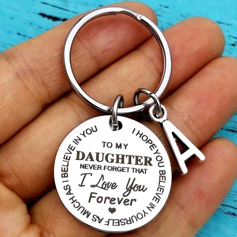 Stainless Steel Engraved Initials Keychain Gift For Son Daughter