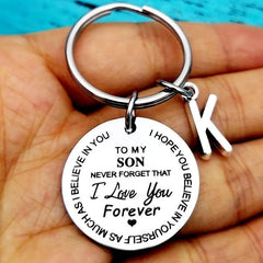 Stainless Steel Engraved Initials Keychain Gift For Son Daughter